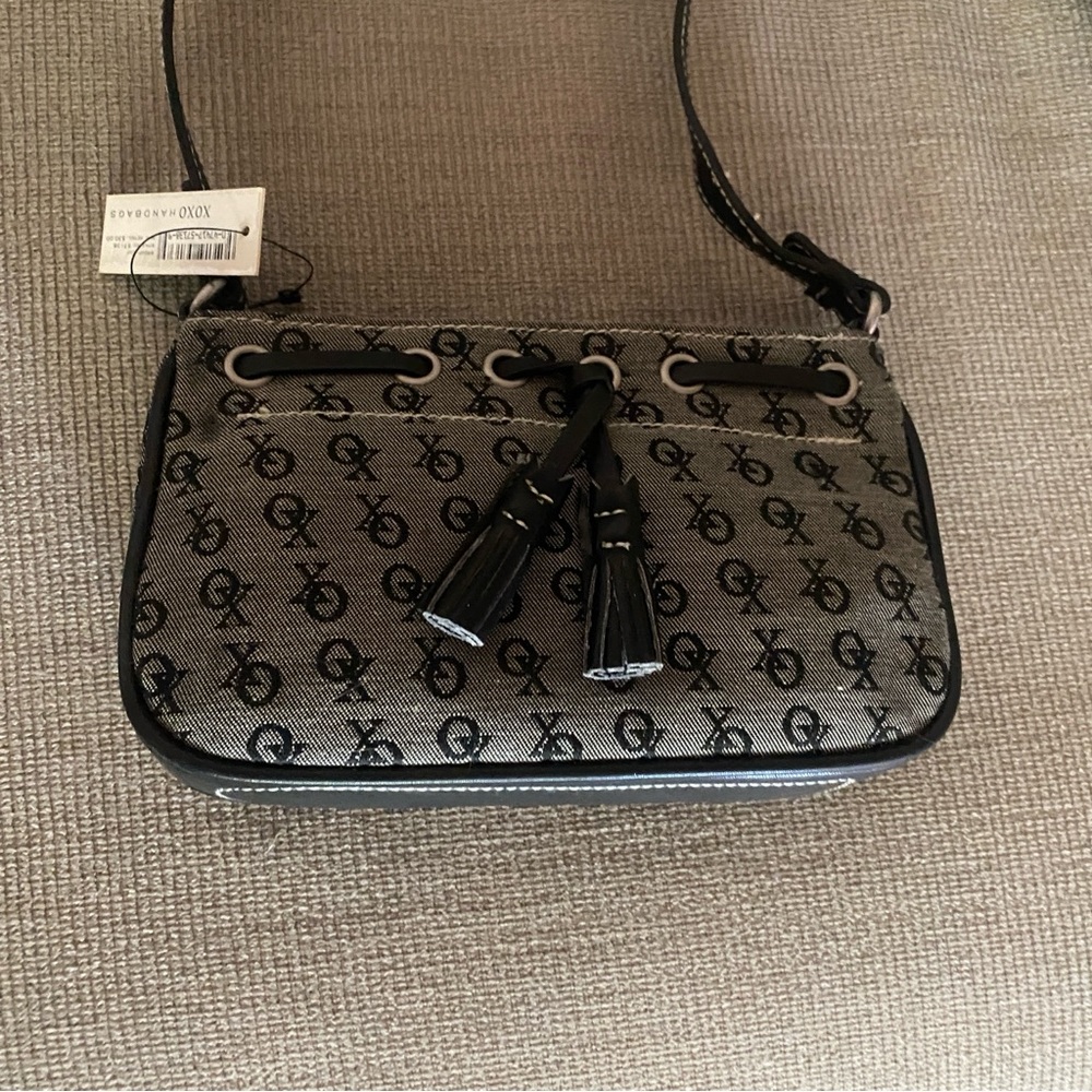 XOXO Black and Gray Shoulder bag with tassels